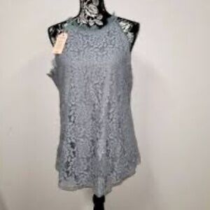 Berry You- Gray lined lace chocker tank